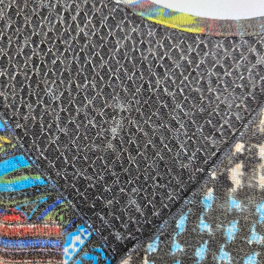 Vintage Concept Top L Patchwork Pattern Black Kni… - image 3